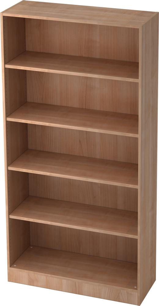 bümö office Regal Nussbaum, Standregal Holz - Aktenregal für Ordner & Bücher, Bücherregal 100 cm breit, 5 OH Regal Wand, Büroregal, Holzregal, Ordnerregal, Buchregal, Wandregal, Büromöbel, 6400-N Bild 1