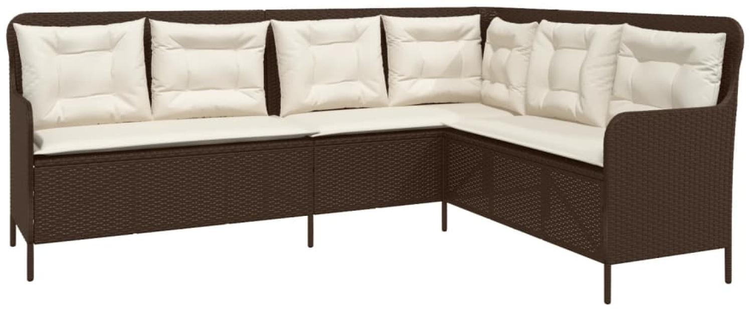 vidaXL Gartensofa in L-Form mit Kissen Braun Poly Rattan 369001 Bild 1