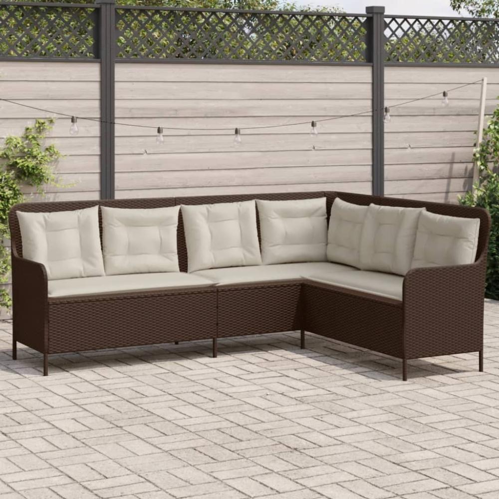 vidaXL Gartensofa in L-Form mit Kissen Braun Poly Rattan 369001 Bild 1