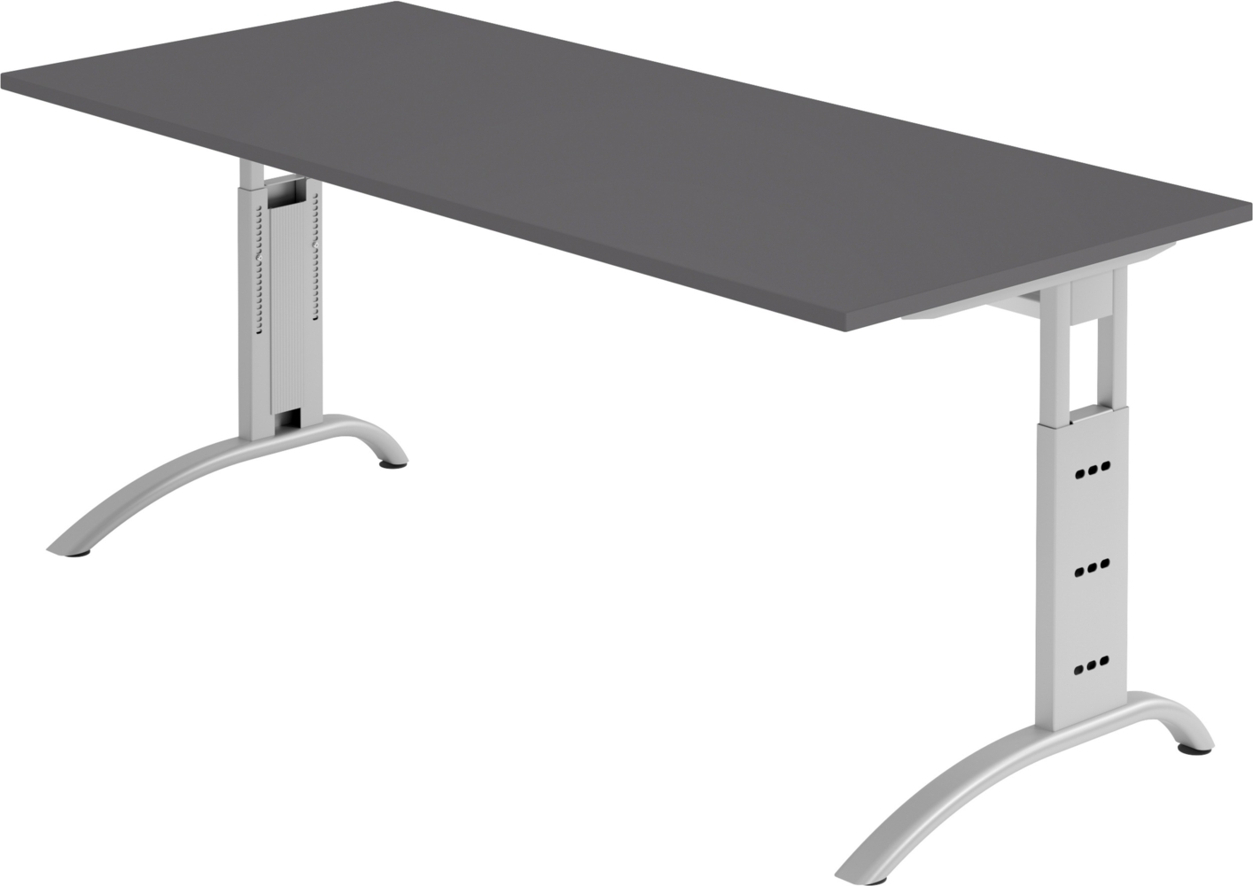 bümö manuell höhenverstellbarer Schreibtisch 180x80 cm in graphit - PC Tisch höhenverstellbar & groß, höhenverstellbarer Tisch Büro, großer Computertisch verstellbar, F-Serie, FS-19-G-S Bild 1