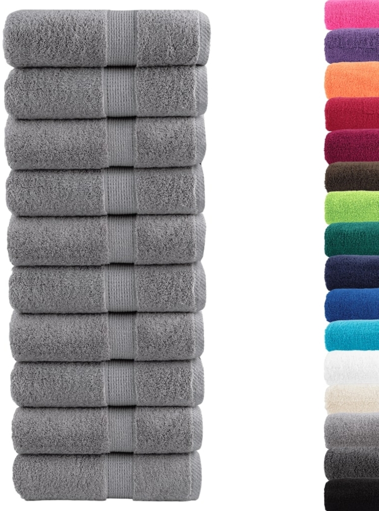 vidaXL Premium-Waschtücher SOLUND 10 Stk. Grau 30x30 cm 600 g/m² 137301 Bild 1