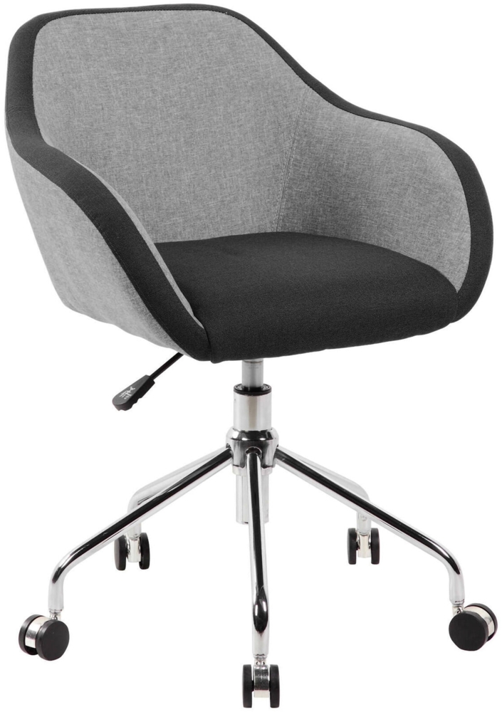 Dmora Stuhl mit Rädern Bardello, Arbeitsbürosessel, ergonomischer Bürositz, 56x58h77/84 cm, Grau und Schwarz Bild 1