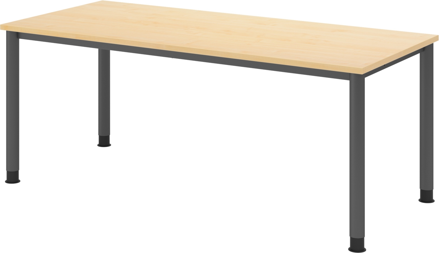 bümö höhenverstellbarer Schreibtisch H-Serie 180x80 cm in Ahorn, Gestell in Graphit - PC Tisch für's Büro manuell höhenverstellbar, Computertisch verstellbar, HS-19-3-G Bild 1