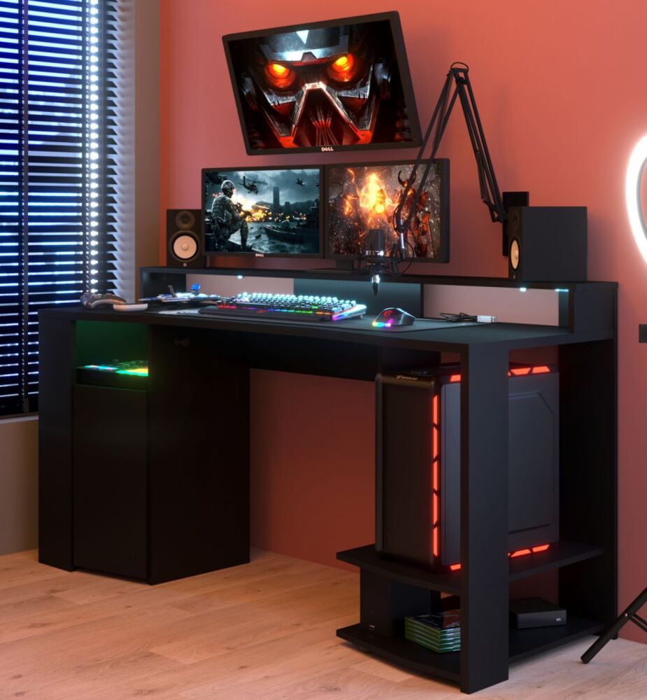 Parisot Gamingtisch in schwarz Gaming Tisch mit LED Bild 1