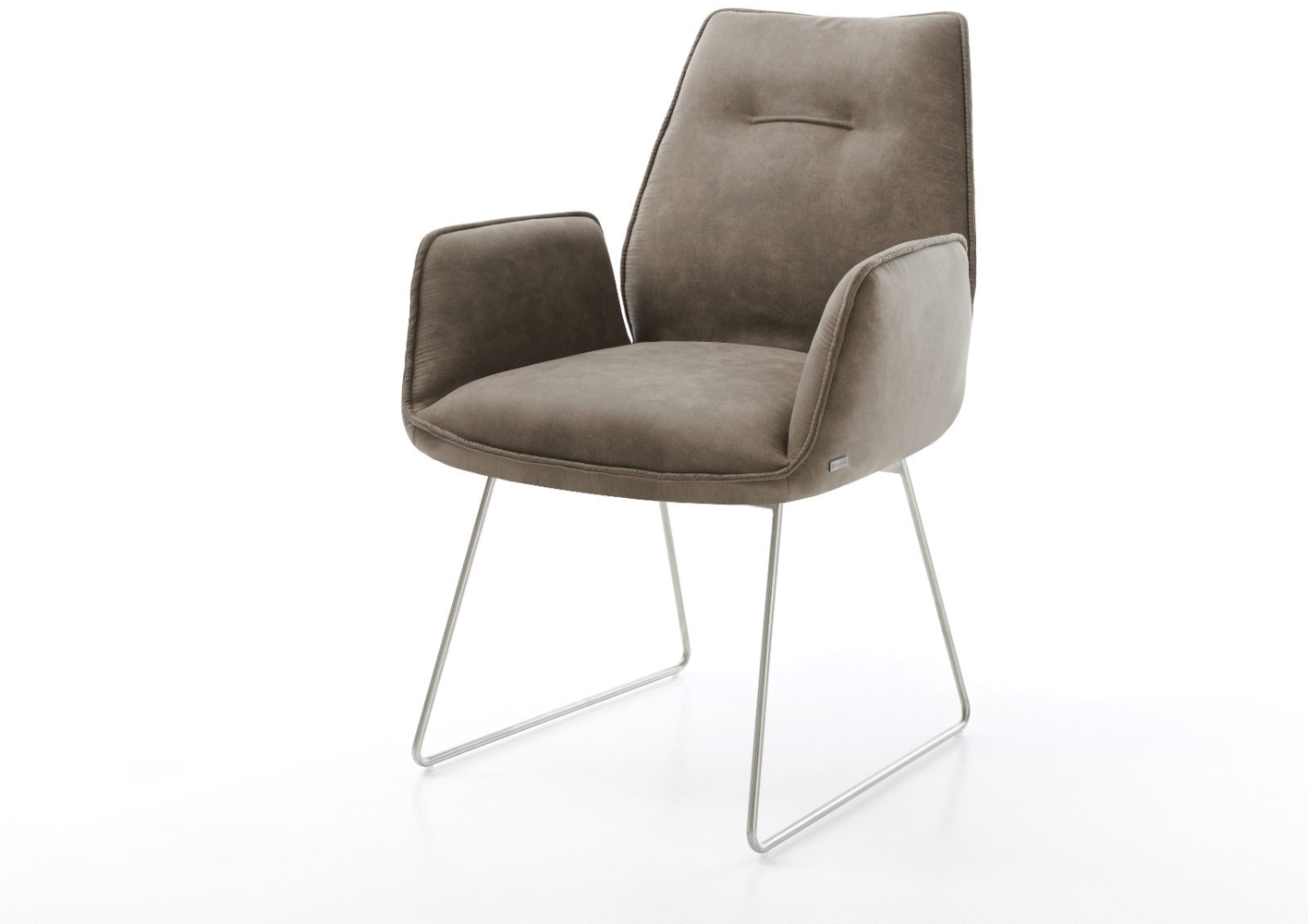 Esszimmerstuhl Zoa-Flex Mikrofaser Taupe Vintage Kufengestell Edelstahl Taschenfederkern Bild 1