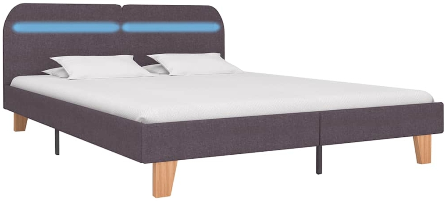 vidaXL Bettgestell mit LED ohne Matratze Taupe Stoff 150x200 cm 281094 Bild 1