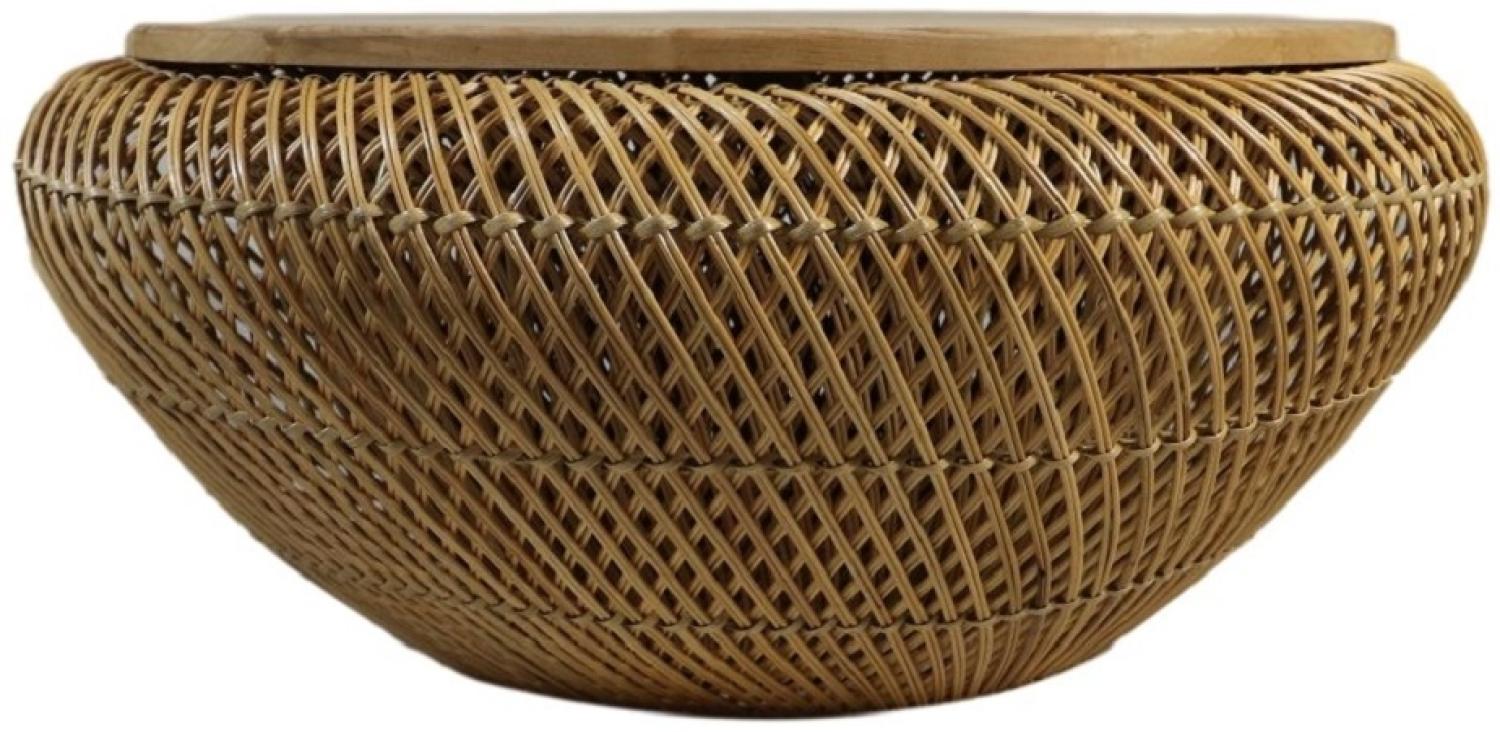 Couchtisch 80cm "Village" Trapez Rattan & Teak Bild 1