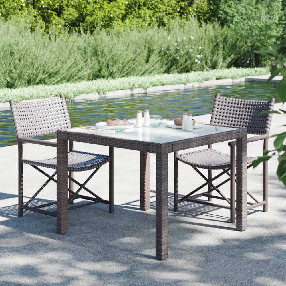 vidaXL Gartentisch 90x90x75 cm Gehärtetes Glas Poly Rattan Braun 316697 Bild 1