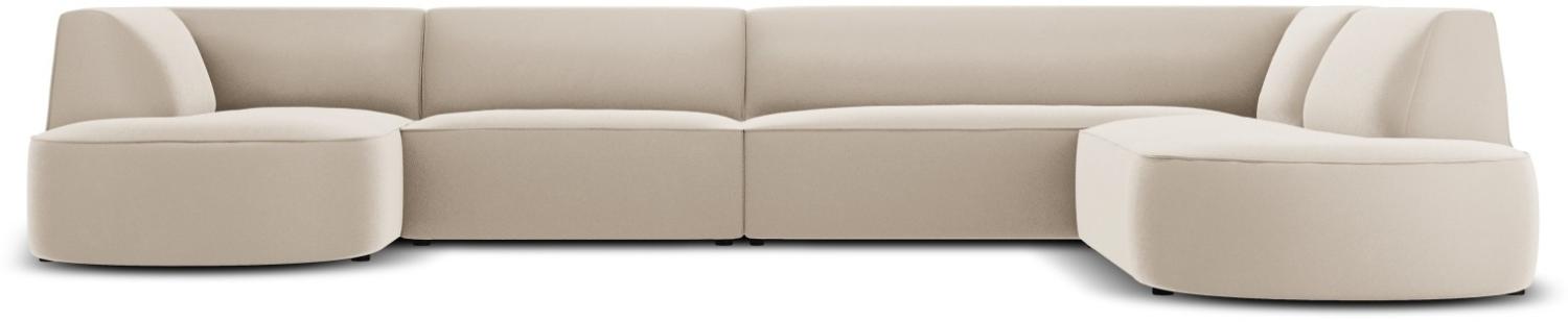 Micadoni 6-Sitzer Samtstoff Panorama Ecke rechts Sofa Ruby | Bezug Beige | Beinfarbe Black Plastic Bild 1