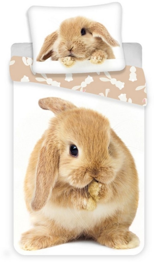 Bunny Brown Baumwolle Bettwäsche – Bettbezug 140x200 cm & Kissenbezug 70x90 cm Bild 1