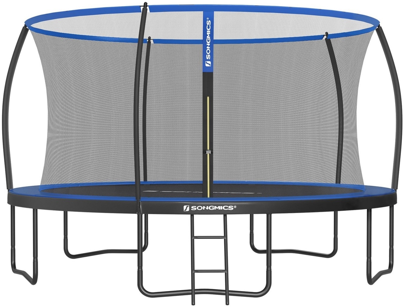 Songmics Trampolin mit Leiter, Sicherheitsnetz und gepolsterten Stangen, schwarz-blau, Ø427cm Bild 1