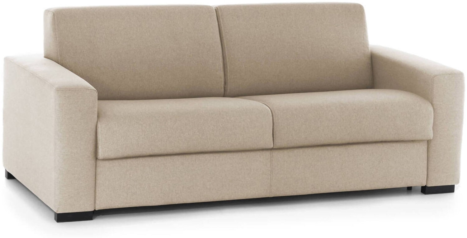 Dmora 2-Sitzer Schlafsofa Alcatraz, Wohnzimmersofa mit drehbarer Öffnung, gepolsterter Stoff, schmale Armlehnen, 100 % Made in Italy, 160 x 95 x 90 cm, Beige Bild 1