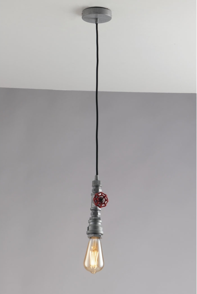 LED Pendelleuchte in Industrial Wasserrohr Optik Grau Antik, Höhe 120cm Bild 1