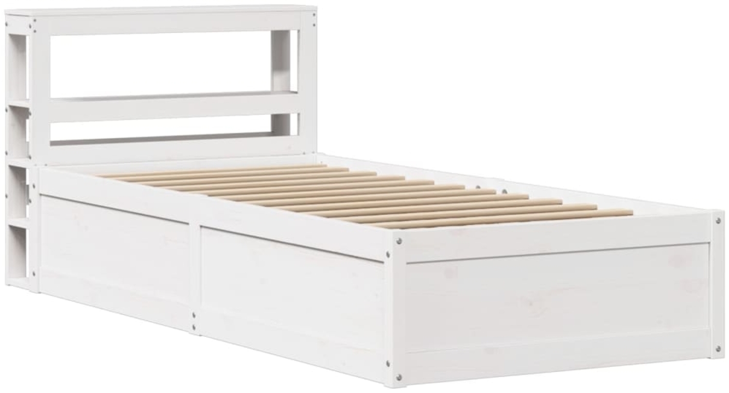 vidaXL Massivholzbett mit Kopfteil Weiß 75x190 cm Kiefer 3306367 Bild 1