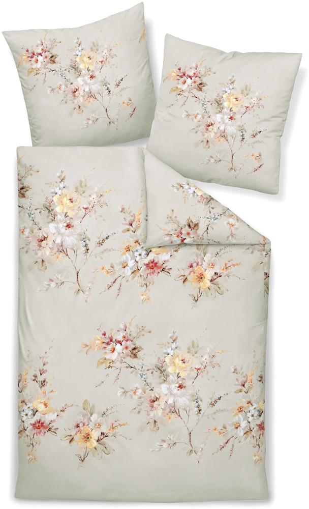 Janine Milano Mako-Satin Bettwäsche 155x220 Blüten Rosen sand koralle 45053-07 Bild 1