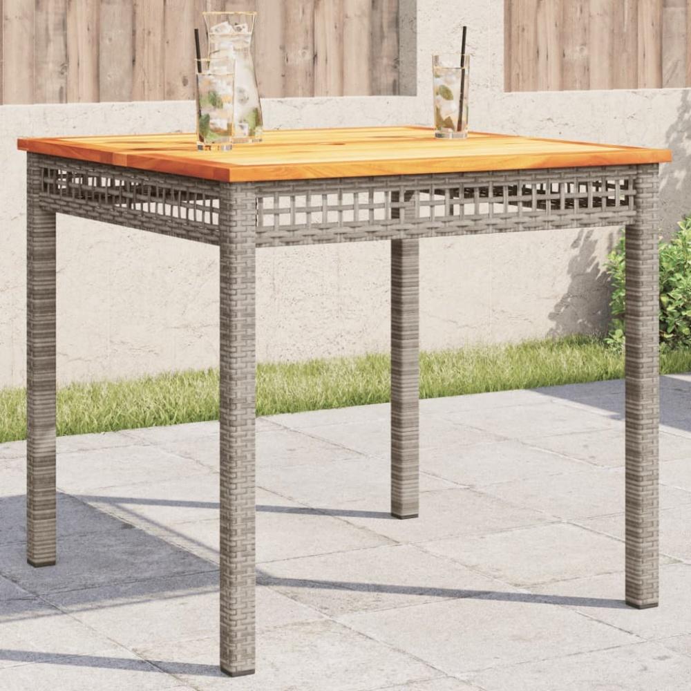 vidaXL Gartentisch Grau 80x80x75 cm Poly Rattan Akazienholz 366274 Bild 1