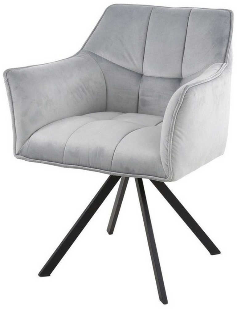 Vintagehaus Drehstuhl Esszimmerstuhl Drehstuhl Raster Armlehnen Samt Bild 1