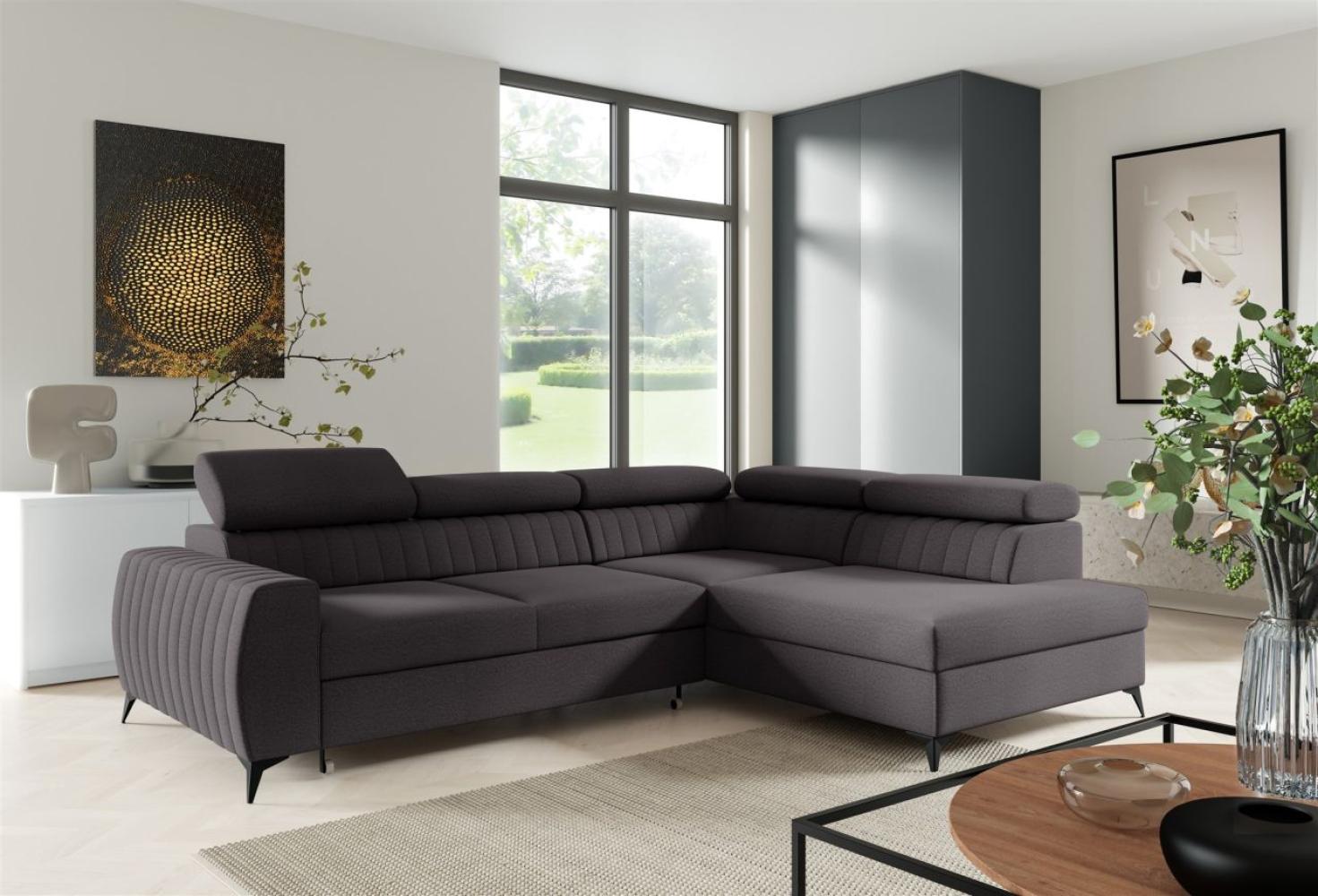 Ecksofa Schlafsofa Sofa TORONTO Stoff Element Schwarz Ottomane Rechts Bild 1