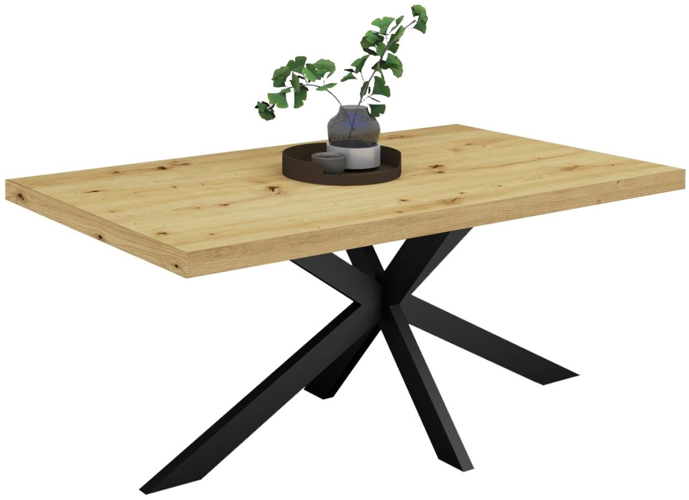 Esstisch Elgin 2 210-310x80x100 Metall+Holzwerkstoff Schwarz/Asteiche Bild 1