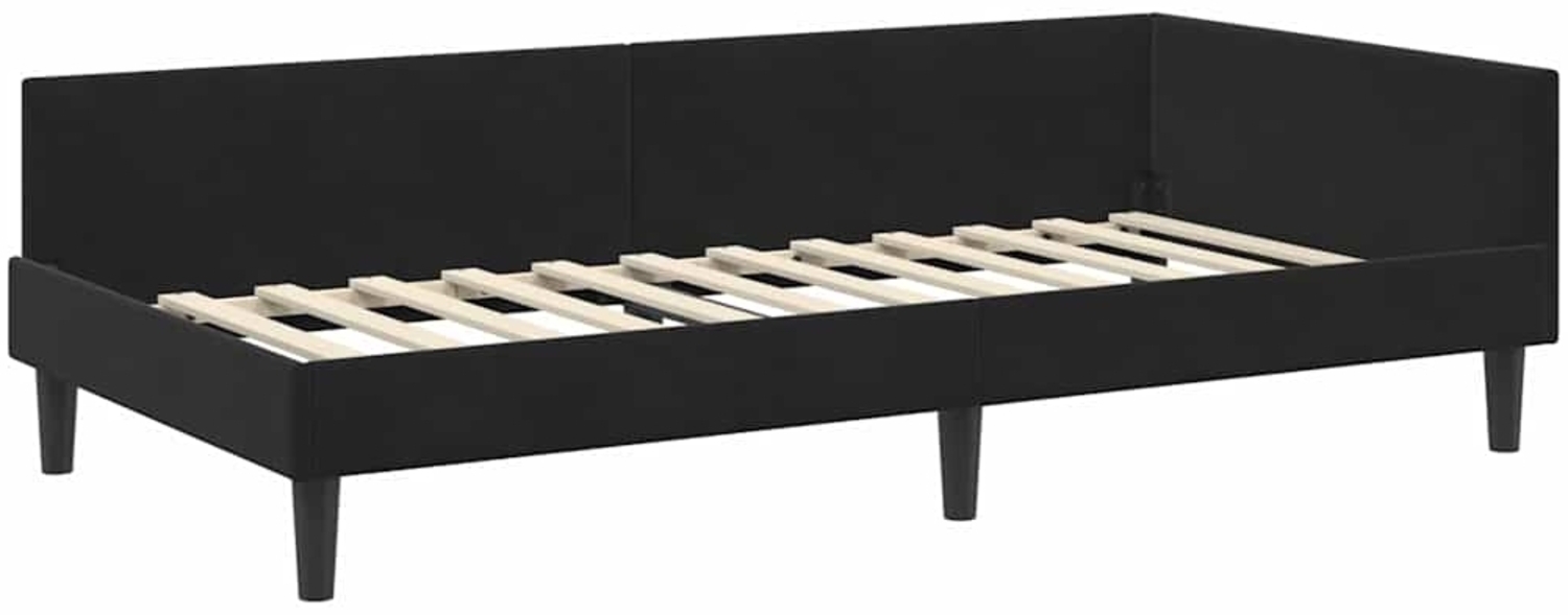 vidaXL Eckbettgestell mit Kopfteil Schwarz 90 cm x 200 cm Stoff 42016159 Bild 1