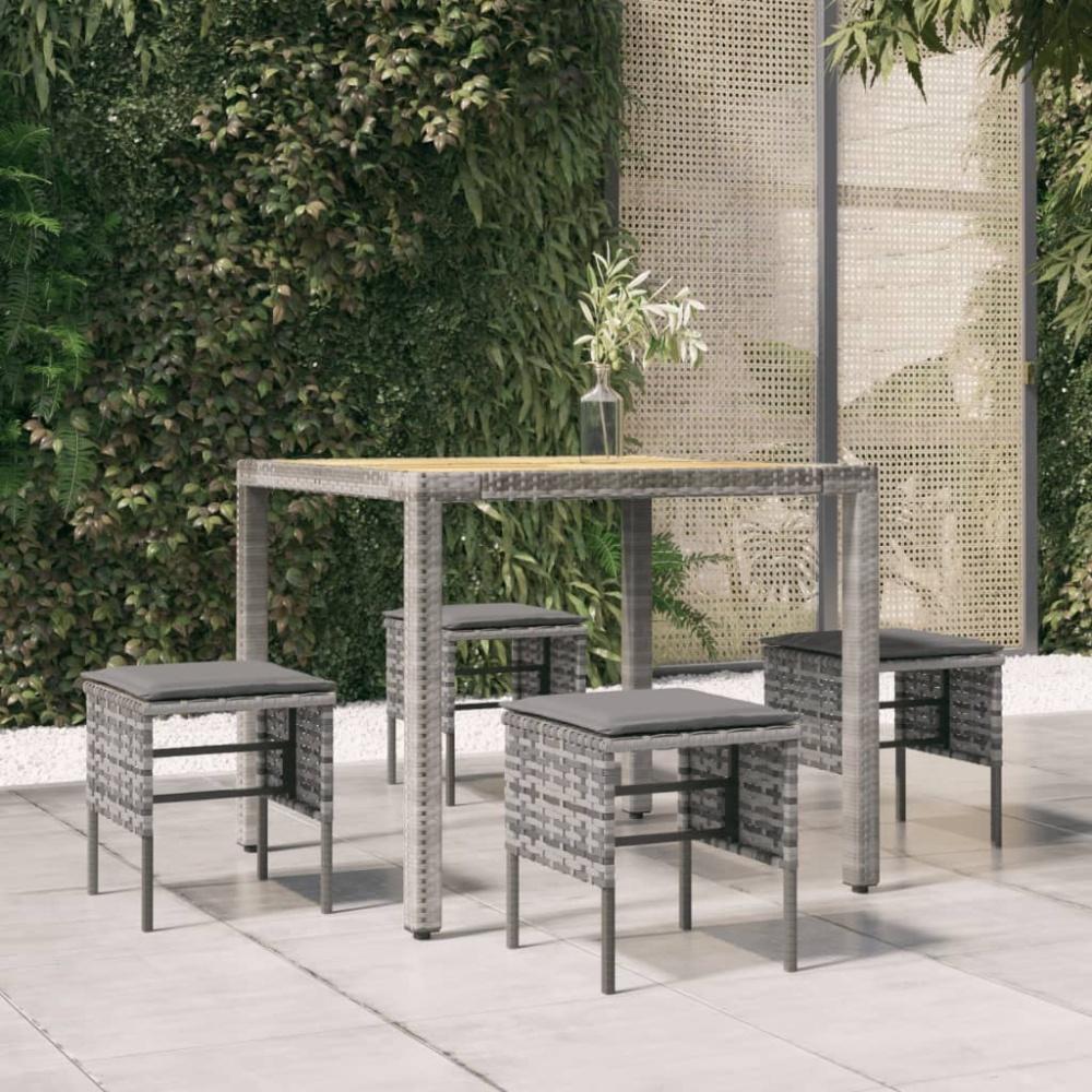 vidaXL Gartenhocker mit Kissen 4 Stk. Grau Poly Rattan Bild 1