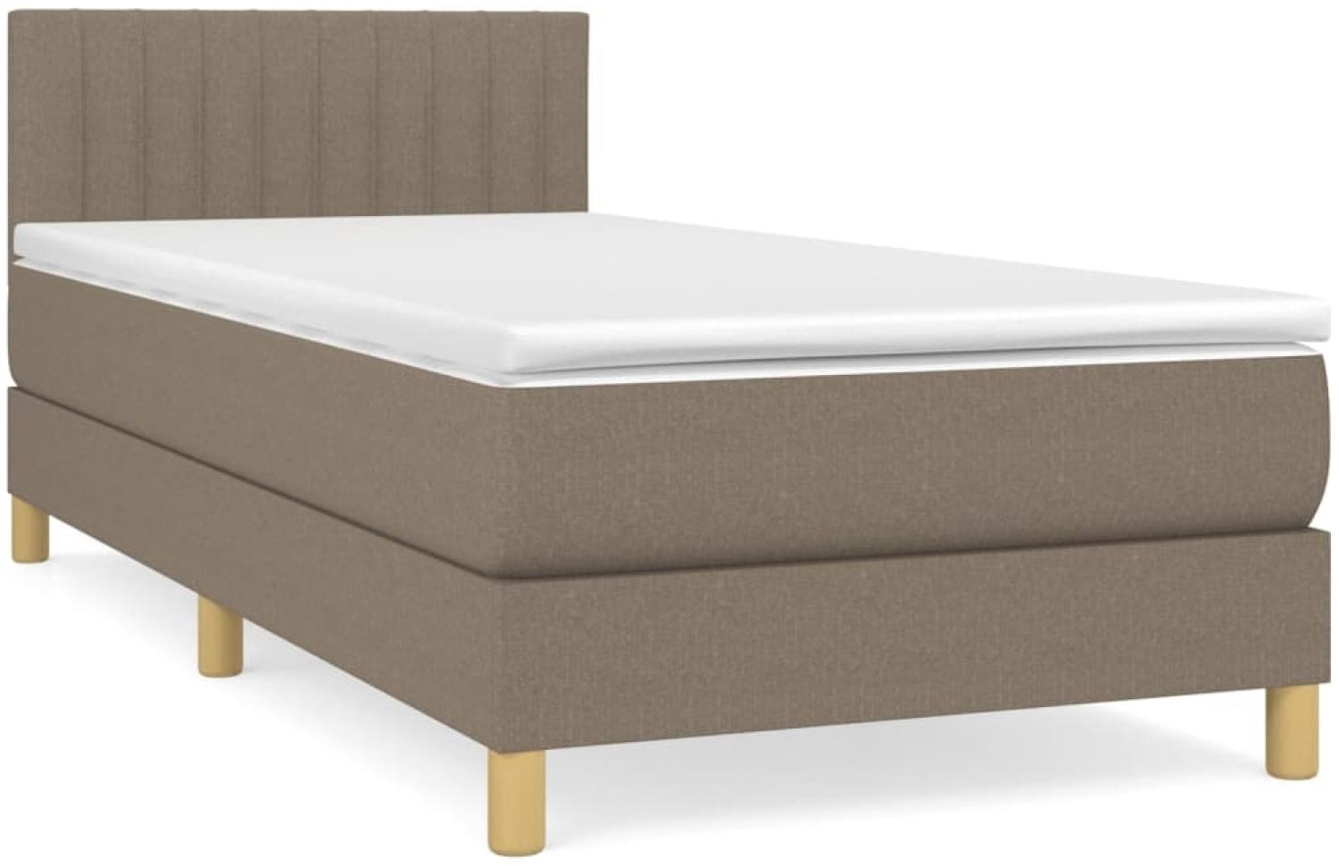 vidaXL Boxspringbett mit Matratze Taupe 90x200 cm Stoff 3140749 Bild 1