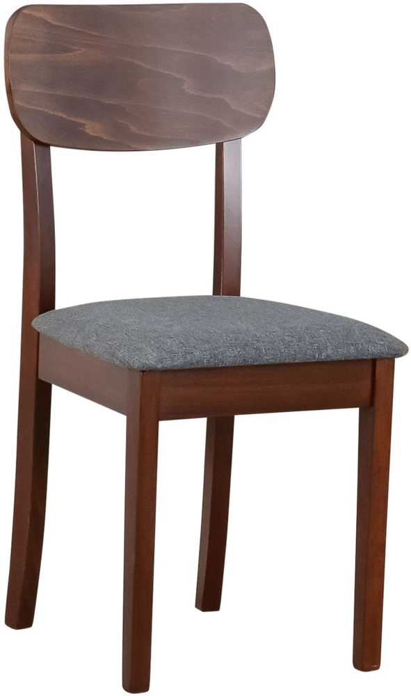 Selsey 'Noeles' Esszimmerstuhl mit Polstersitz, Dunkelgrau/Nussbaumoptik Bild 1