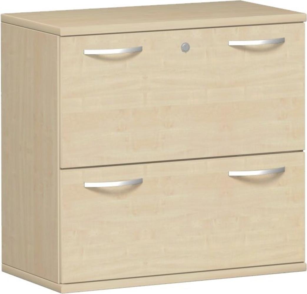 Registraturschrank, 2 Hängeregistraturen, 80x42x77cm, Ahorn Bild 1