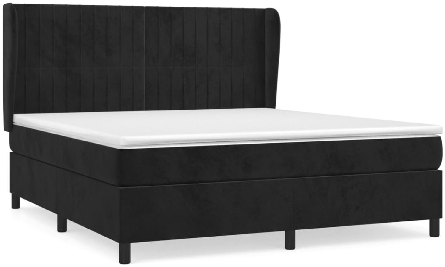 vidaXL Boxspringbett mit Matratze Schwarz 160x200 cm Samt 3129341 Bild 1