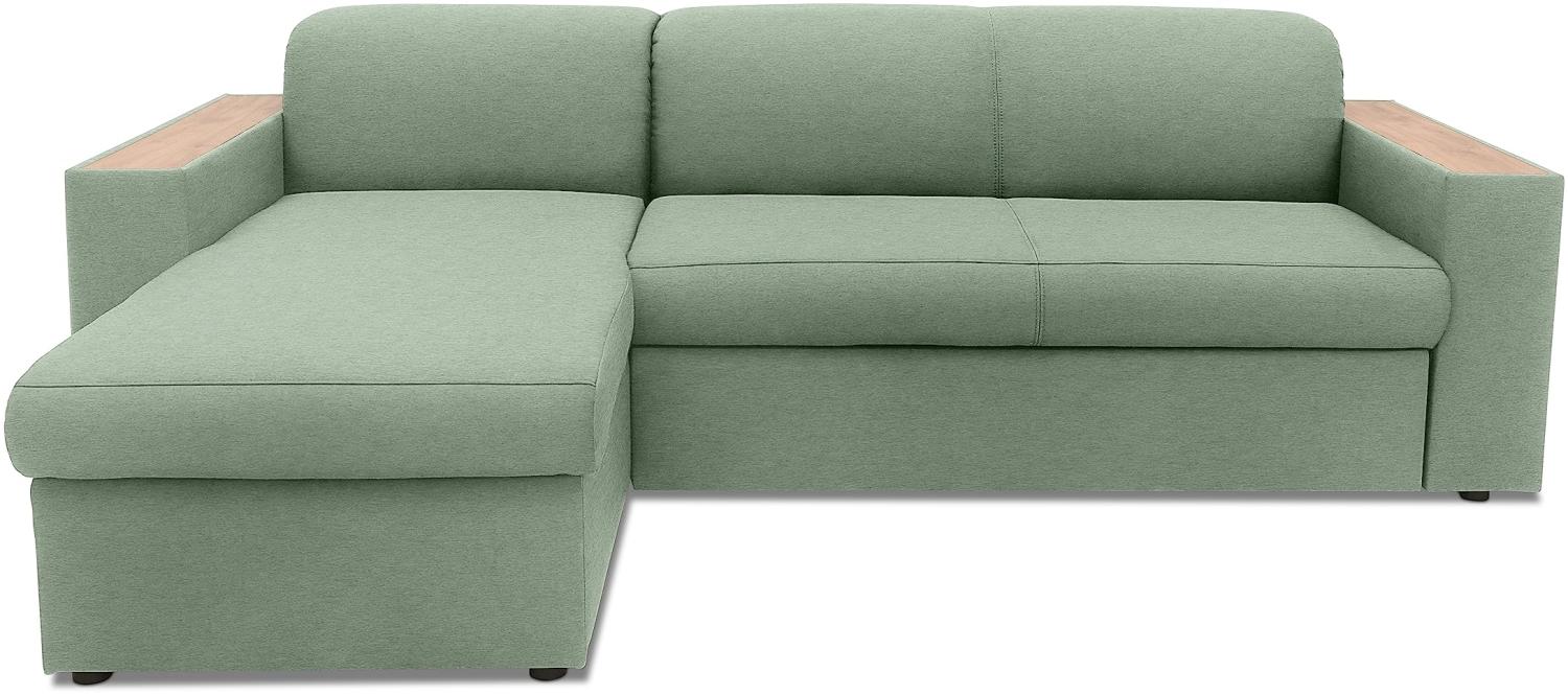 Domo Collection Ecksofa Lima, Eckcouch mit Schlaffunktion und Bettkasten, Schlafsofa, Sofa, Couch, Schlafcouch, 244 x 155 cm, Sofa in L-Form in mint Bild 1