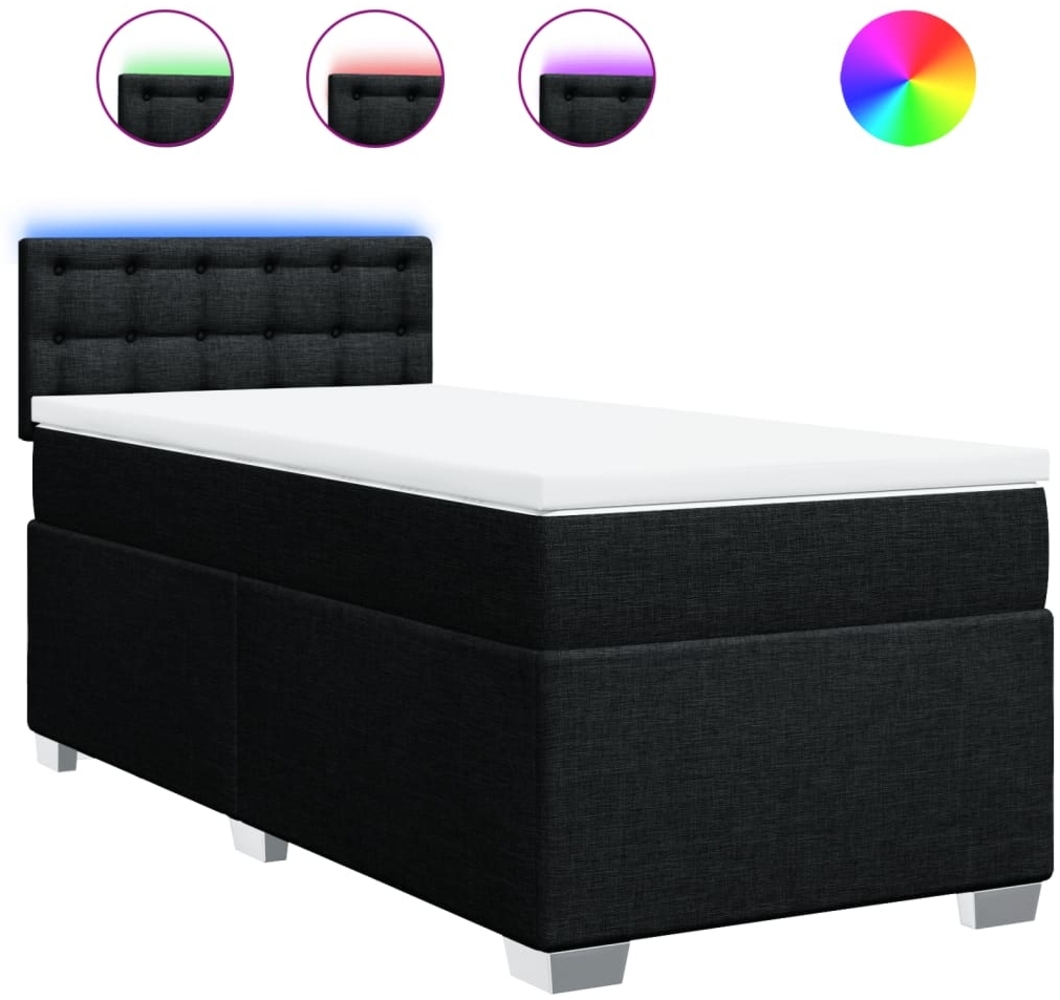 vidaXL Boxspringbett mit Matratze Schwarz 100x200 cm Stoff 3288115 Bild 1