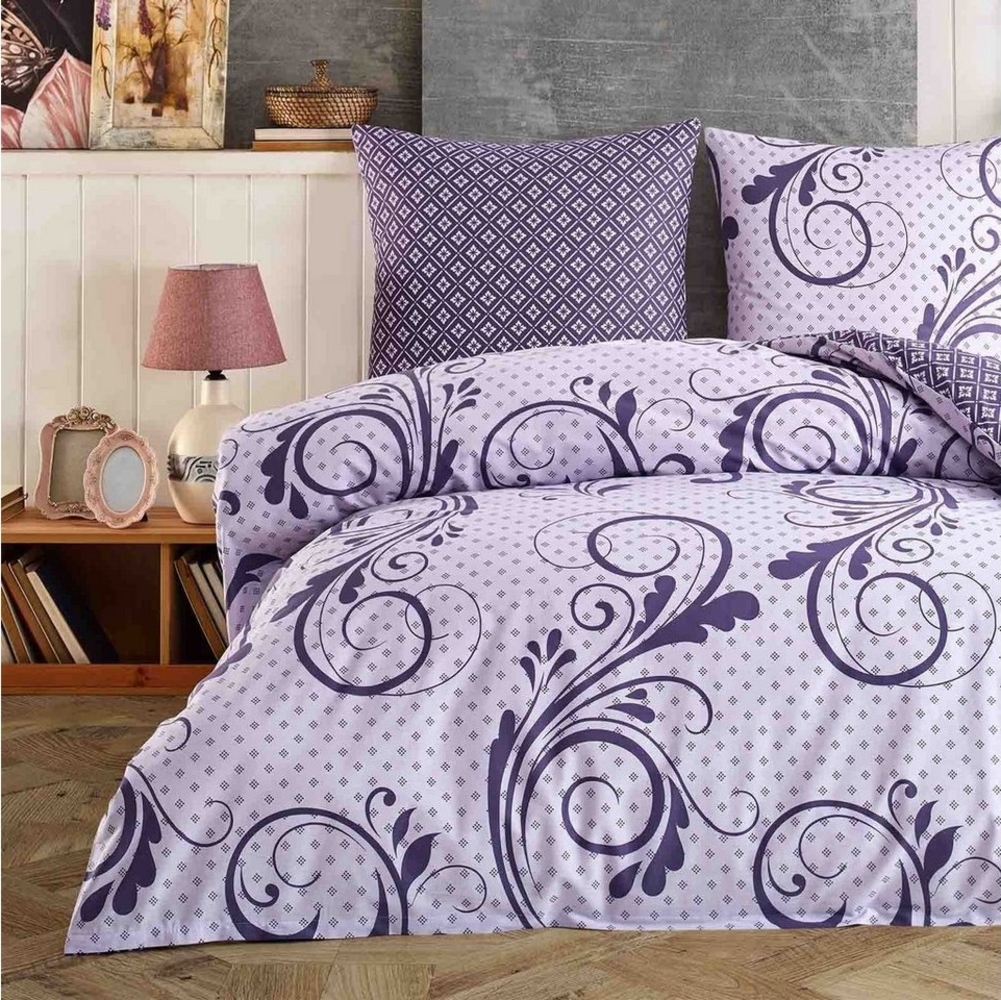 Buymax Bettwäsche Wendebettwäsche, Kissenbezug 80x80cm, Renforce: 100% Baumwolle, 3 teilig, Bettbezug-Set, mit Reißverschluss, Muster Floral Barock Bild 1