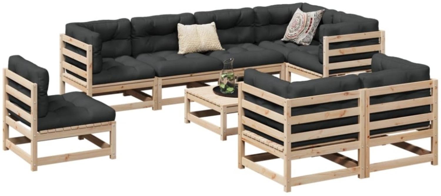 vidaXL 9-tlg. Garten-Sofagarnitur mit Kissen Massivholz Kiefer 3299512 Bild 1