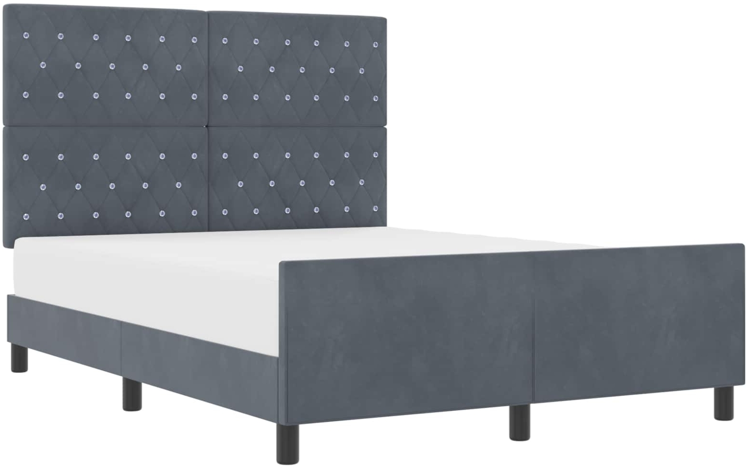 vidaXL Boxspringbett mit Kopfteil Dunkelgrau 160 x 200 cm Samt 3344886 Bild 1