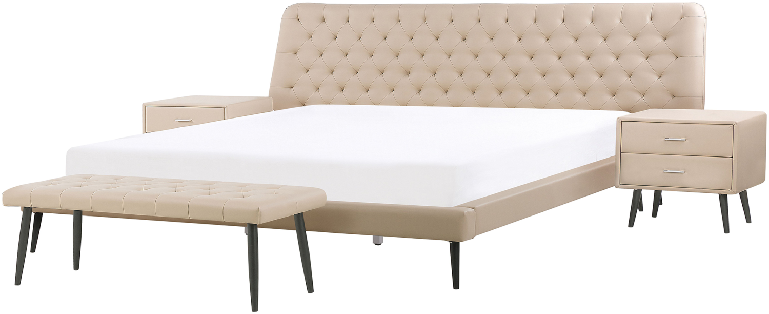 Schlafzimmer komplett Set 4-teilig beige 180 x 200 cm ESSONNE Bild 1