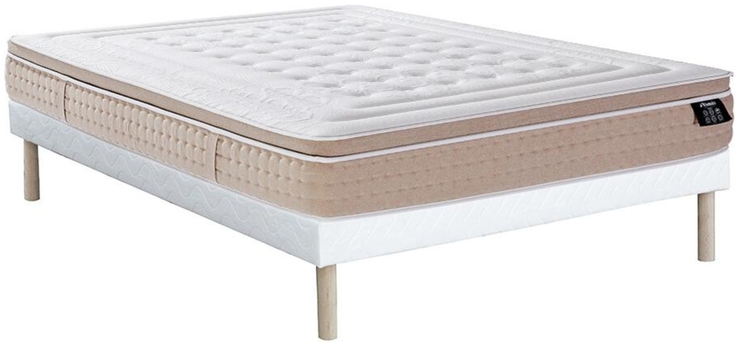 Vente-unique - Set aus Bettgestell + Matratze - 160 x 200 cm - Hybridmatratze - 7-Zonen-Taschenfederkern & kühlendes Memory-Schaum-Gel - Stärke 30 cm - NAZILI von YSMÉE Bild 1