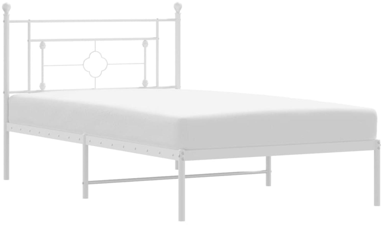 vidaXL Bettgestell mit Kopfteil Metall Weiß 107x203 cm 374384 Bild 1
