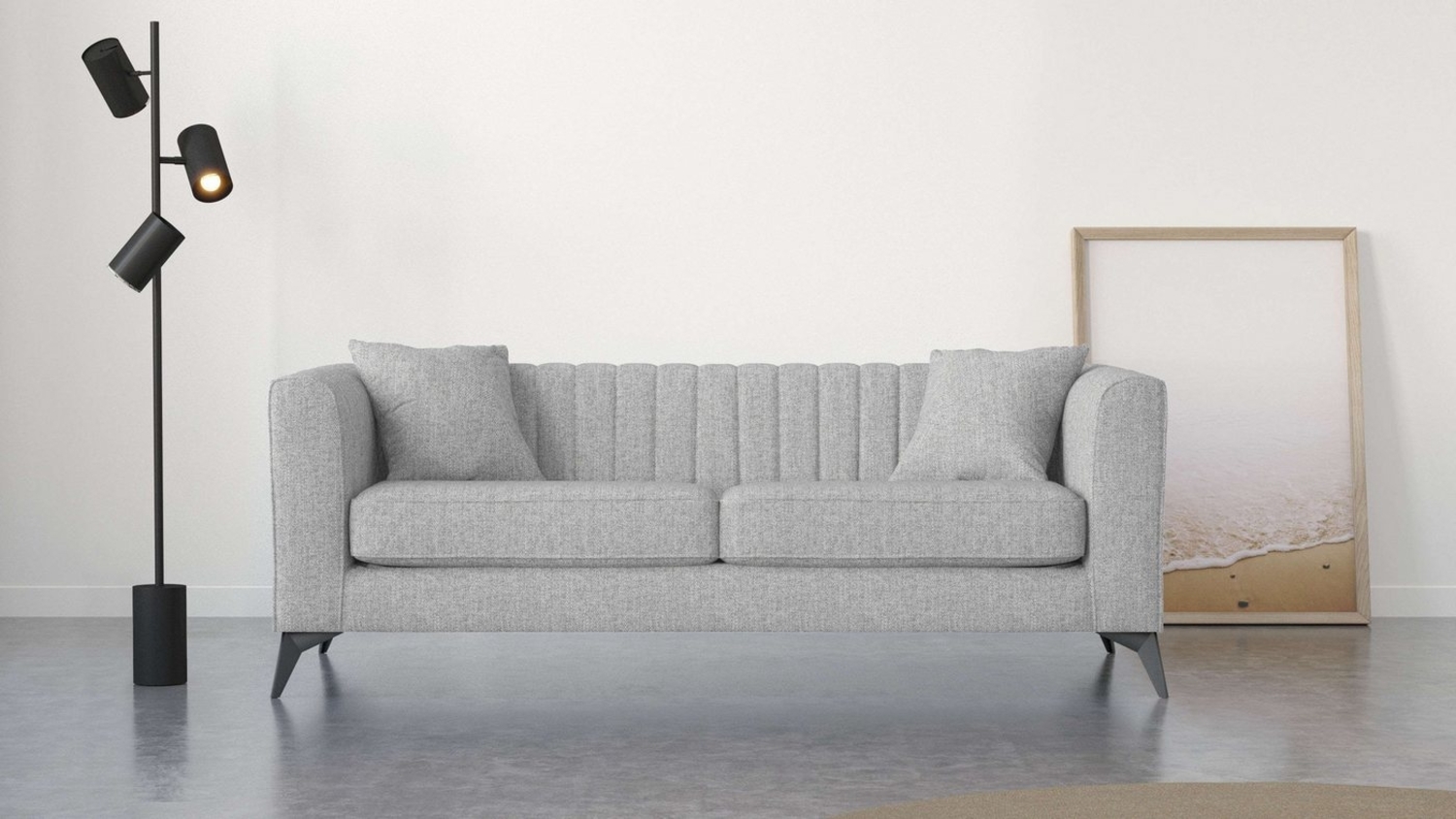 Places of Style 3-Sitzer MATTHEW elegantes Designsofa, Maße B/T/H: 201/86/74 cm, feine Steppung im Rückenbereich, lose Sitzkissen, incl. Zierkissen Bild 1