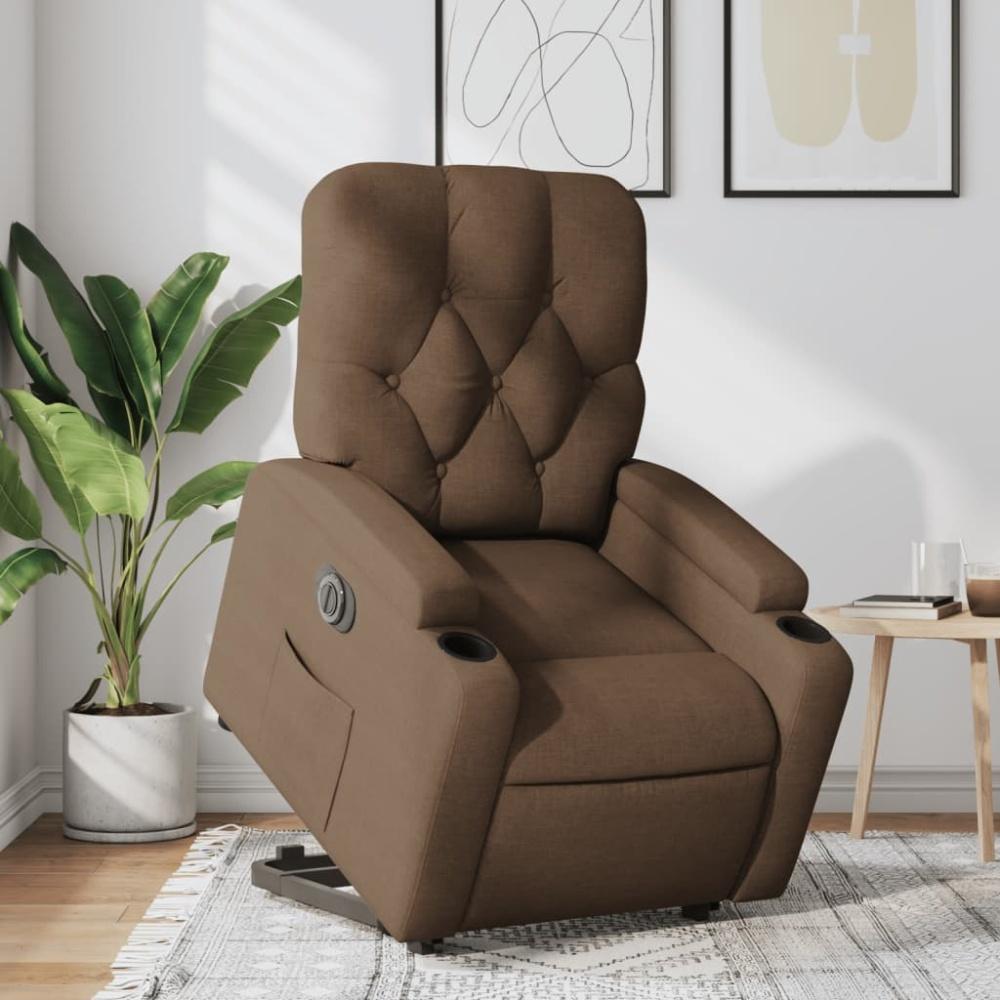 vidaXL Relaxsessel mit Aufstehhilfe Elektrisch Braun Stoff 3204738 Bild 1