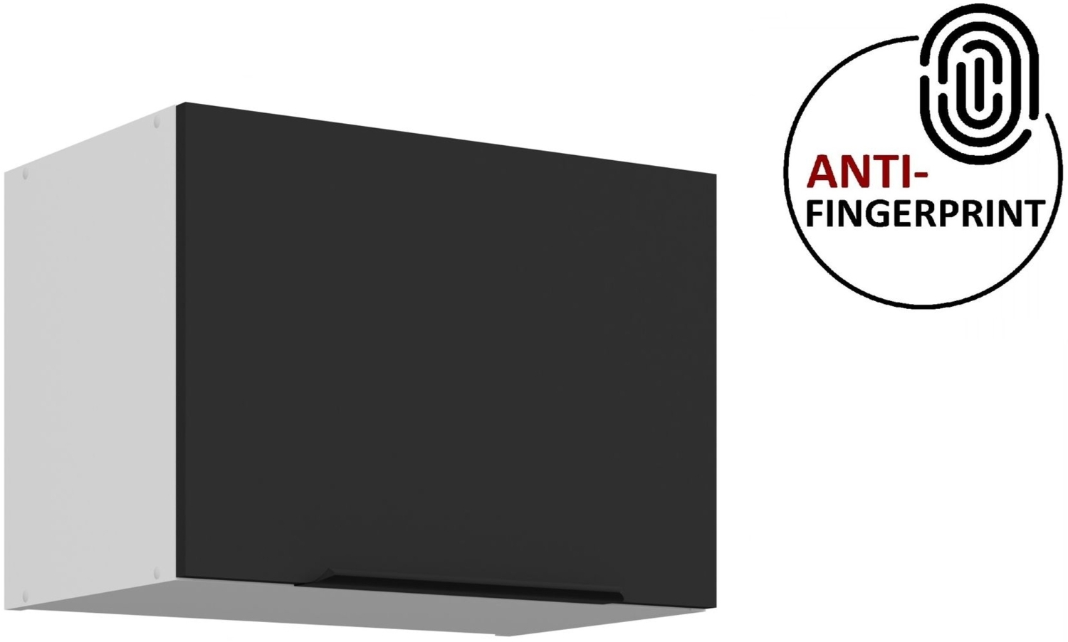 Küchen Hängeschrank 50 cm ARIA Schwarz ultra matt + Weiss matt, hochwertige Fronten mit Anti Fingerprint Beschichtung Küchenzeile Küchenblock Bild 1