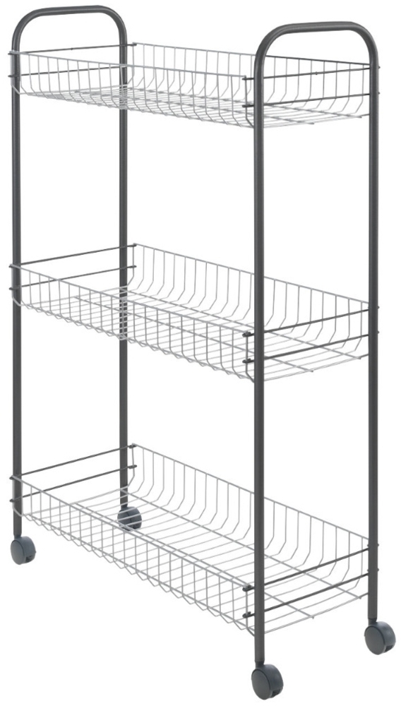 METALTEX 938001013 Sprinter Slim Allzweckwagen mit 3 Etagen, silber-schwarz / Rollregal, Höhe 84 cm Bild 1