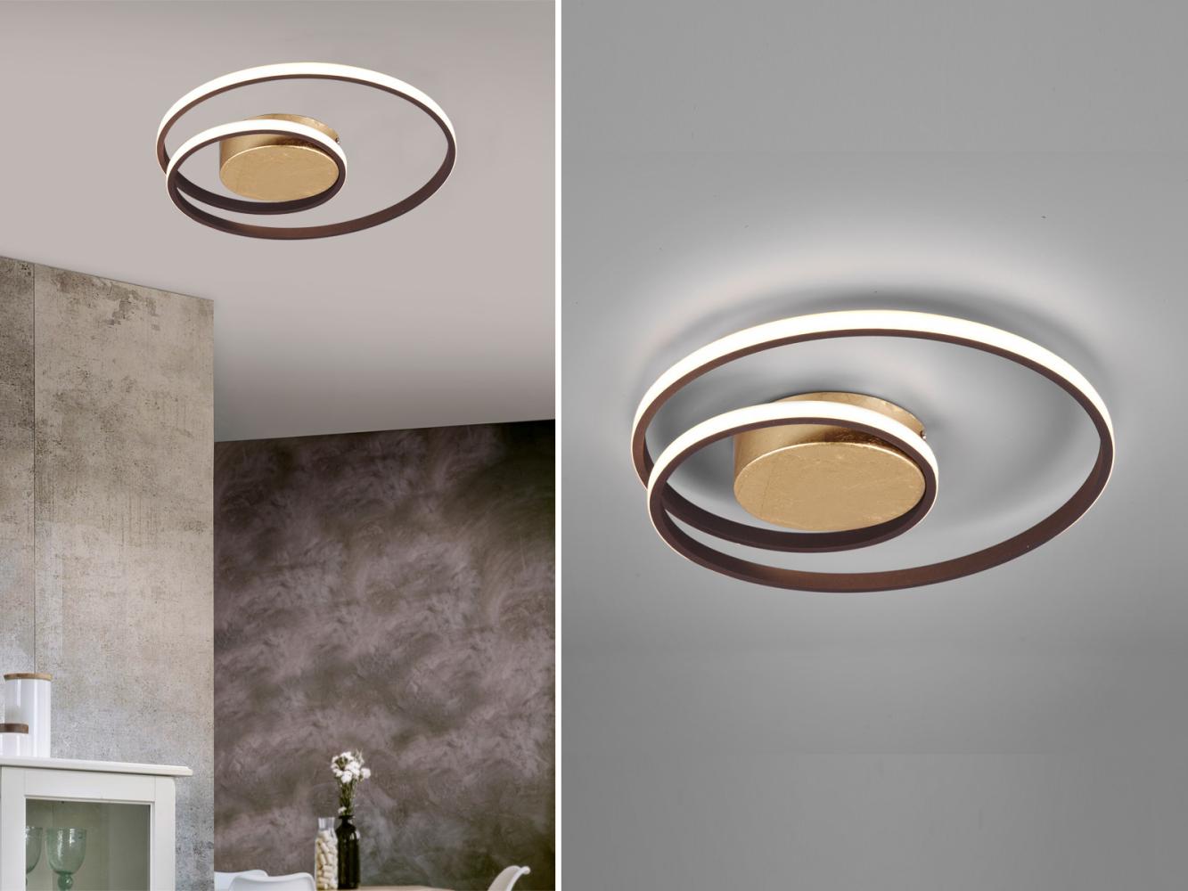 LED Deckenleuchte, dimmbar , Ring Design, rost, 39 cm, ZIBAL Bild 1