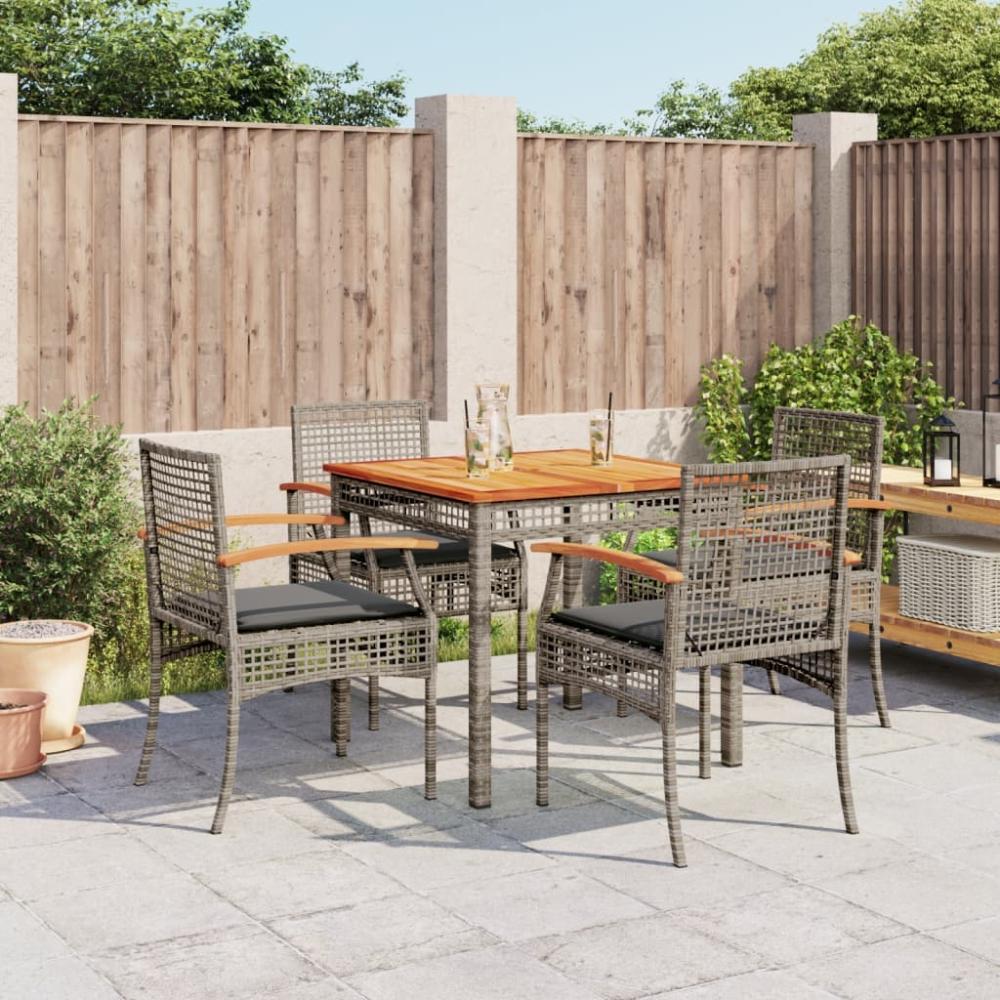 vidaXL 5-tlg. Garten-Essgruppe mit Kissen Grau Poly Rattan 3213570 Bild 1