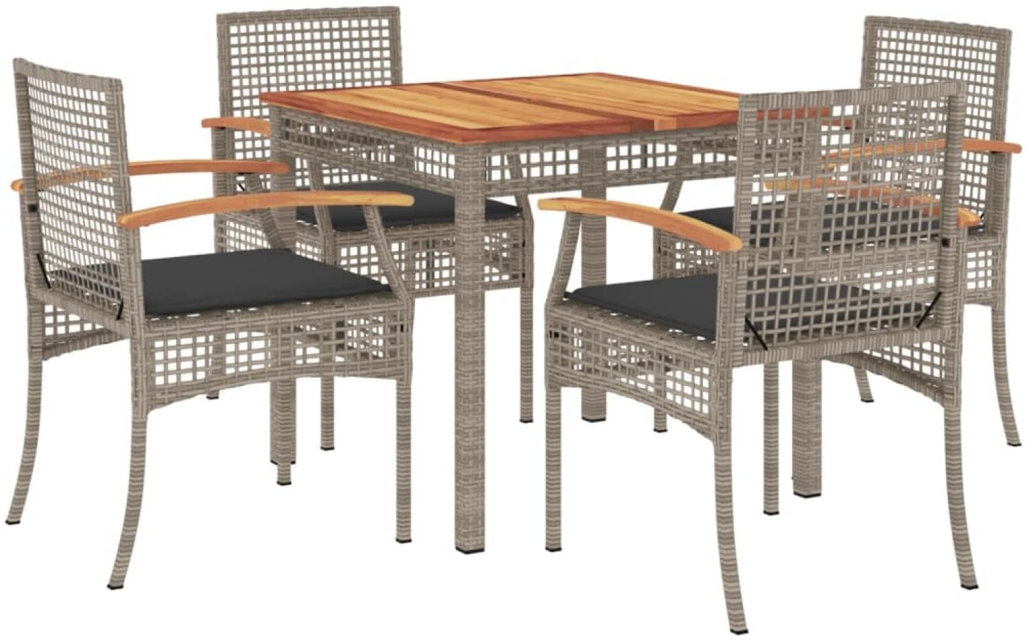 vidaXL 5-tlg. Garten-Essgruppe mit Kissen Grau Poly Rattan 3213570 Bild 1
