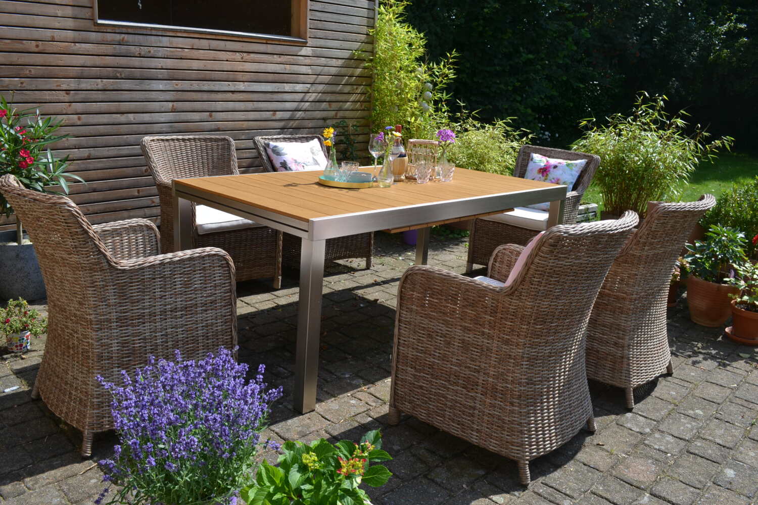 Garnitur Capri - Tisch Orlando 180/270cm x100cm + 6 Sessel Gotland natur-braun 629106 Bild 1