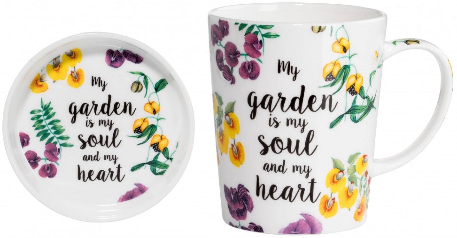 Maxwell & Williams Royal Botanic Garden Becher mit Untersetzer Soul Heart, Geschenkbox, Bone China Porzellan, DX0315 Bild 1