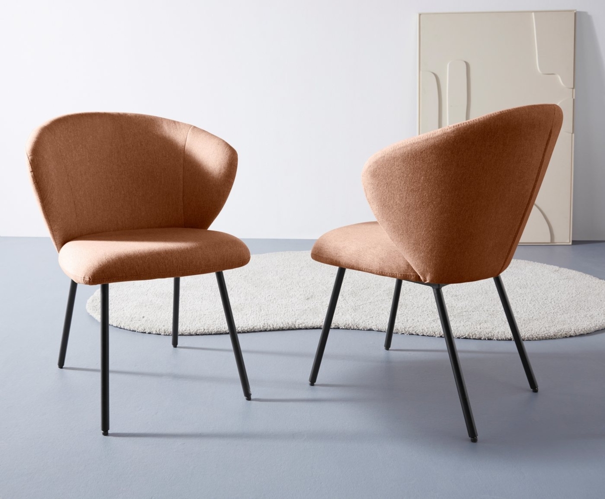 LeGer Home by Lena Gercke Esszimmerstuhl Galilea (Set, 2 St), mit elegantem Strukturstoffbezug und stabilem Metallfuß Bild 1