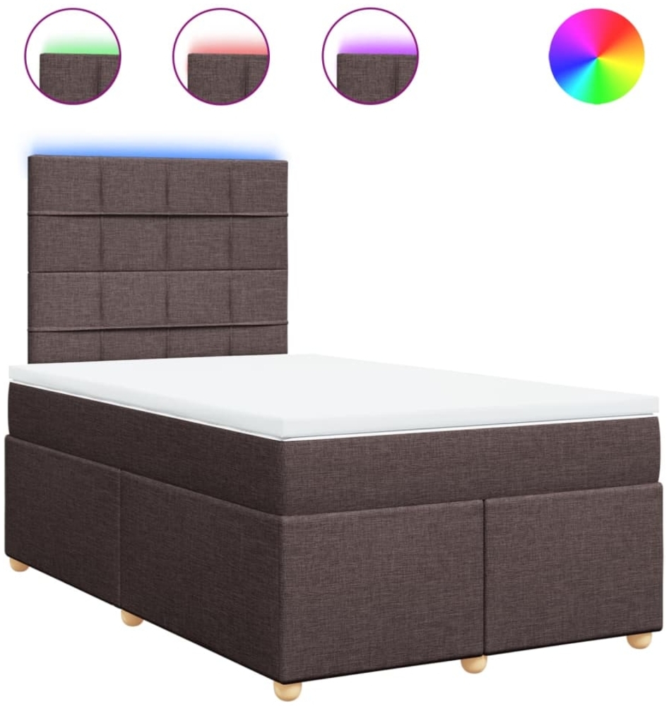 vidaXL Boxspringbett mit Matratze Dunkelbraun 120x200 cm Stoff 3293550 Bild 1