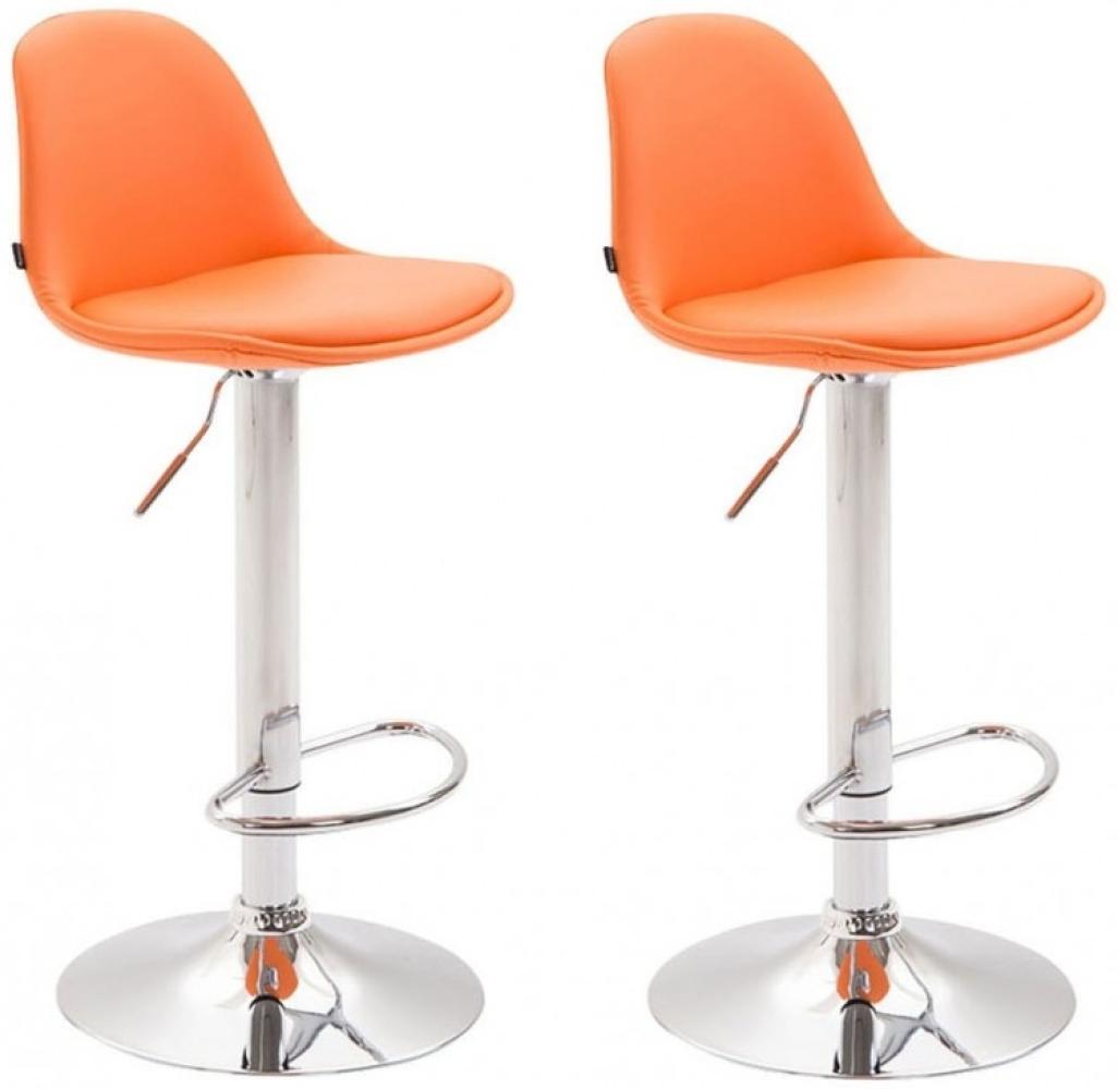 2er Set Barhocker Kiel Vollgepolstert Kunstleder chrom, orange Bild 1