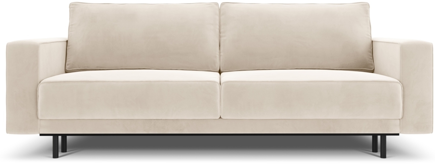 Micadoni Schlafsofa Caro 3-Sitzer Samt Helles Beige 140x200 Bild 1